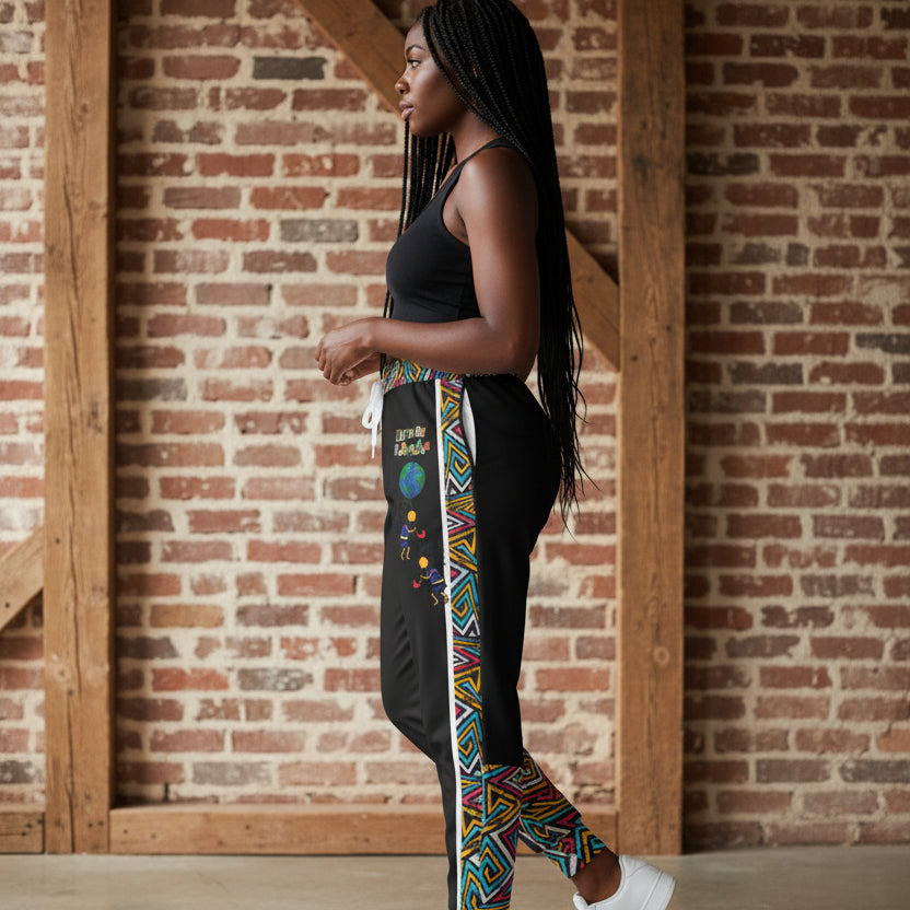 Afro-centric Musical Cartoon Illustration Athletic Joggers, Unisex Sweatpants, African Dance-Inspired Jogging Pants, Performance Gym Wear Printify