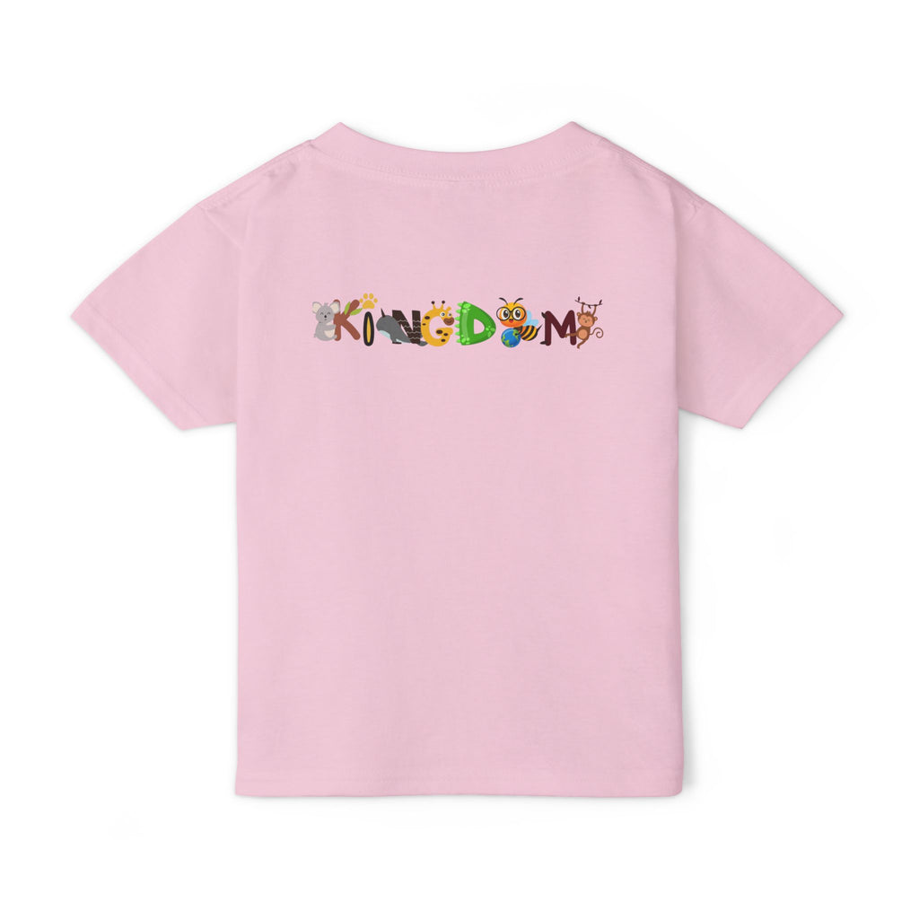 Toddler T‑Shirt — "Kingdom" Jungle Animals Design (Colorful Birds & Sunshine) Printify