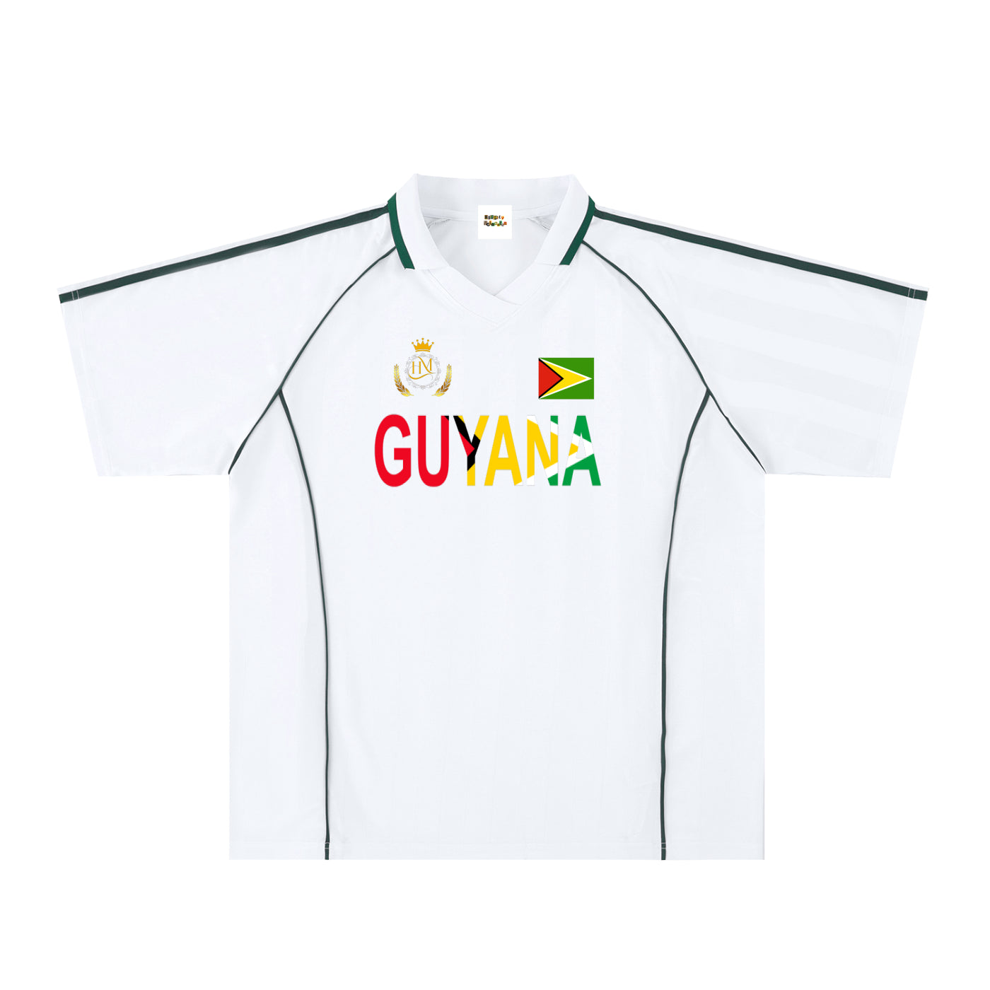 Guyana Flag Themed Unisex Graphic Shadow Stripe Collared Soccer Jersey