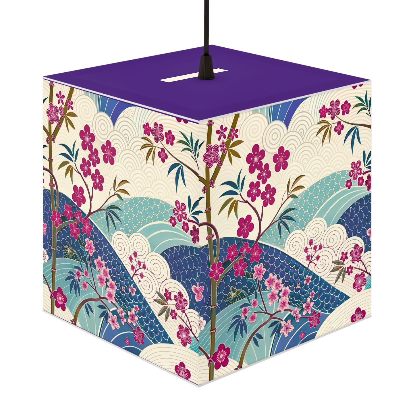 Japanese Floral Wave Light Cube Lamp — Cherry Blossom Ambient Night Light