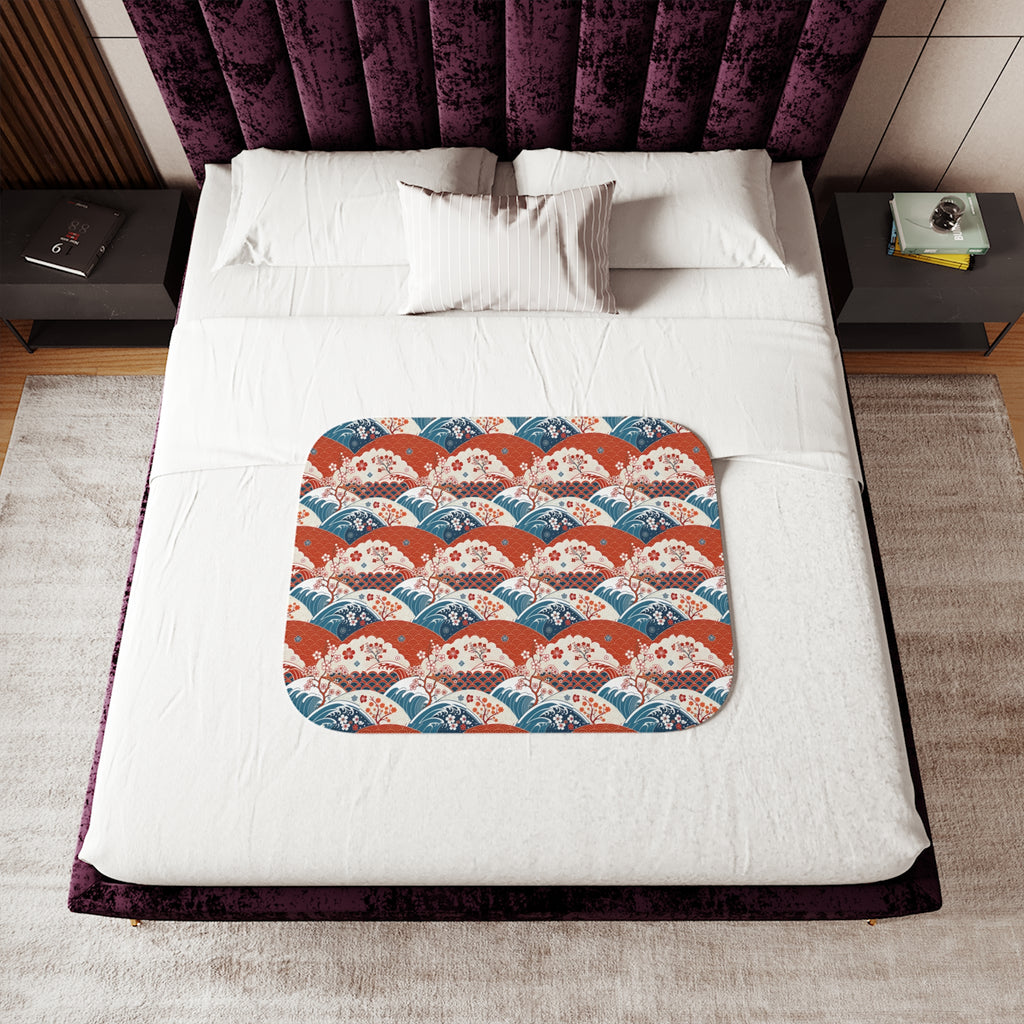 Sherpa Blanket, Asia Inspired Cozy Design Printify