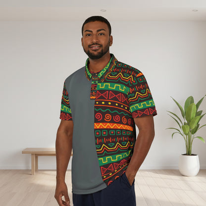 African Print Polo Shirt — Bold Kente-Inspired Pattern