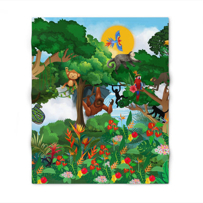 Vibrant Jungle Throw Blanket, Cozy Home Decor, Kids Room Accessory