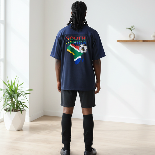 South African Flag Themed Graphic  Mesh V-Neck Soccer Jersey