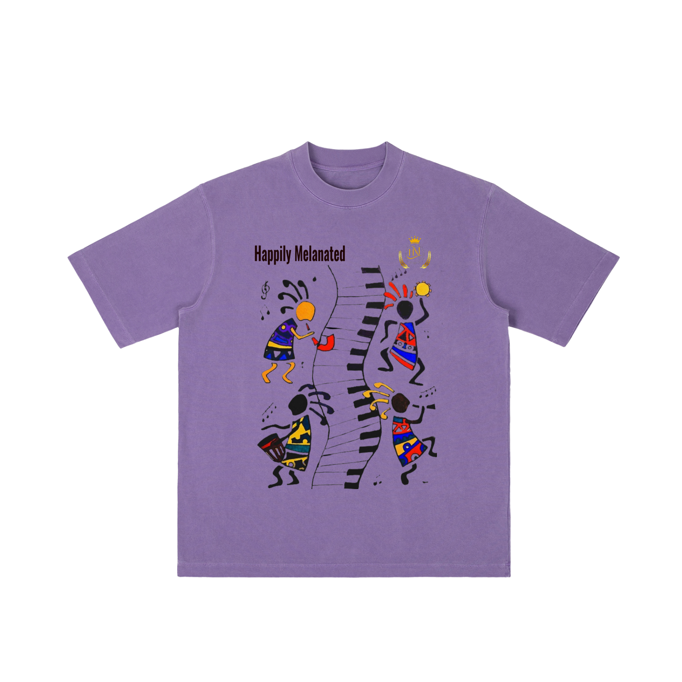 Afro Music Cartoon Graphic Unisex T-shirt, Vintage Wash Drop Shoulder T-shirt