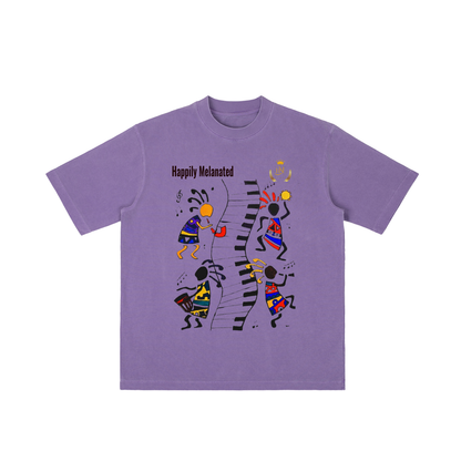 Afro Music Cartoon Graphic Unisex T-shirt, Vintage Wash Drop Shoulder T-shirt