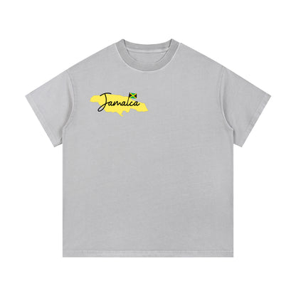 Jamaican Flag Themed Unisex Graphic Vintage Wash Cotton T-Shirt
