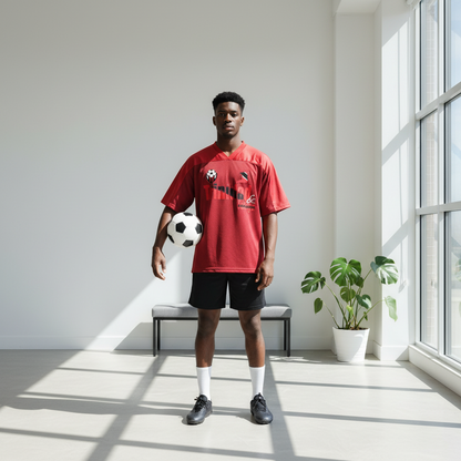 Trinidad Flag Themed Unisex Oversized Mesh V-Neck Graphic Soccer Jersey