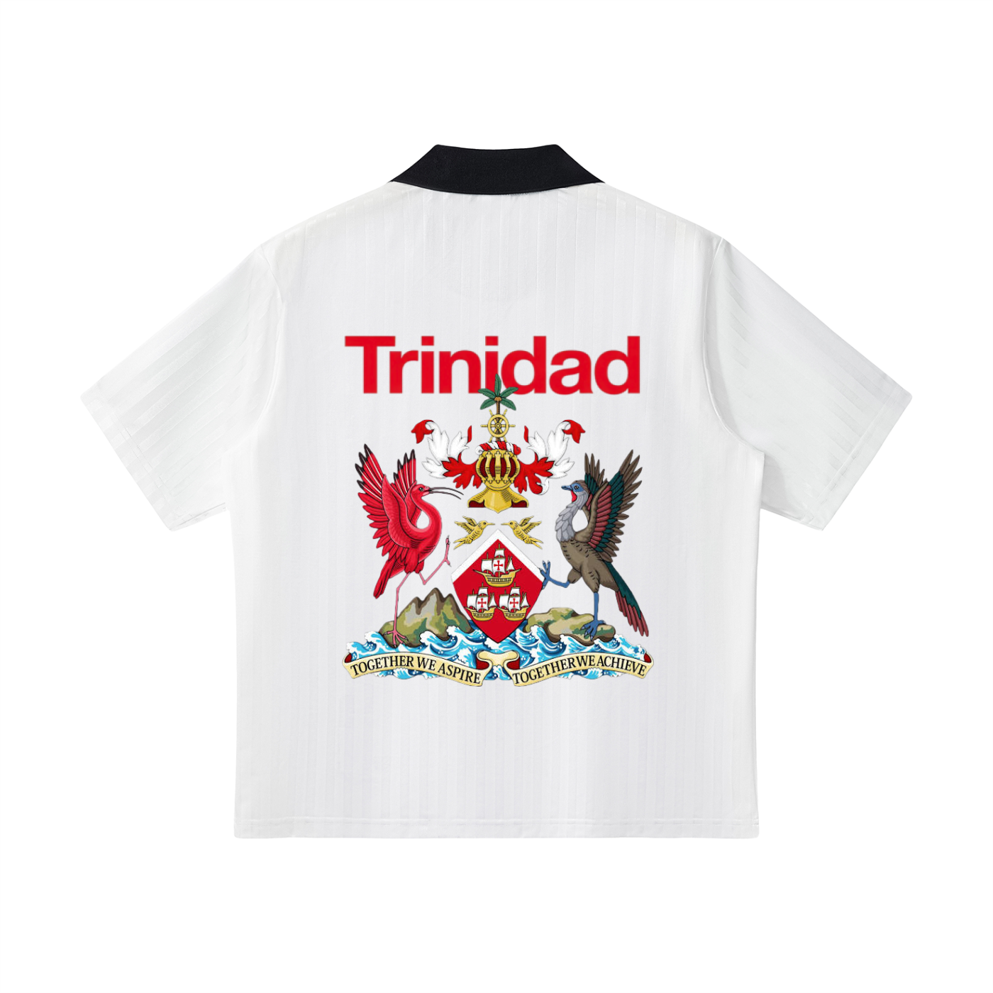 Trinidad Flag Themed Graphic Contrast Collar Striped Unisex Soccer Jersey