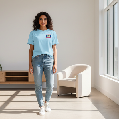 Belize Flag Themed Graphic Unisex  Vintage Wash Cotton T-Shirt