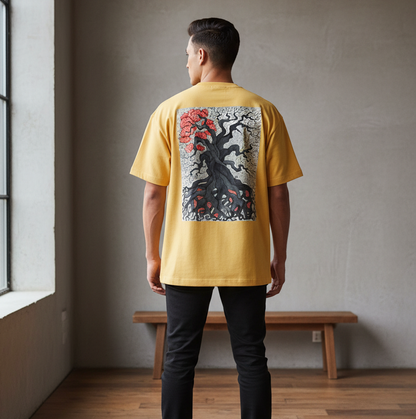 Gothic Tree Art Graphic Unisex Heavyweight Drop Shoulder Cotton T-Shirt