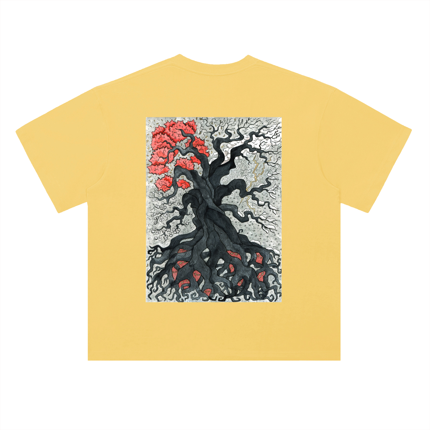 Gothic Tree Art Graphic Unisex Heavyweight Drop Shoulder Cotton T-Shirt