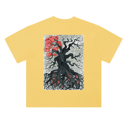 Gothic Tree Art Graphic Unisex Heavyweight Drop Shoulder Cotton T-Shirt