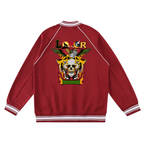 Gothic Tiger Skull Graphic Contrast Trim Raglan Varsity Unisex  Jacket