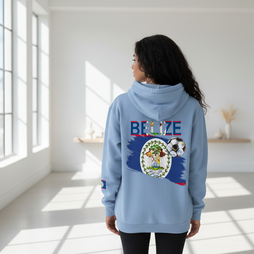 Belize Flag Themed Graphic Oversize Fleeced Unisex  Hoodie