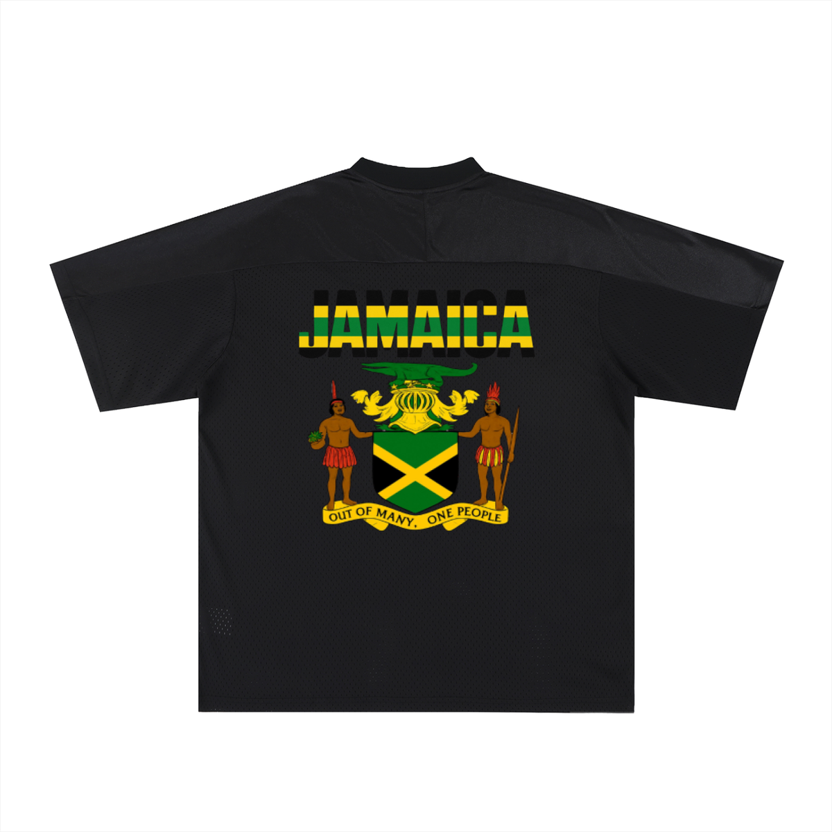Jamaican Flag Themed Graphic Mesh V-Neck Soccer Jersey