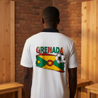 Grenada Flag Themed Graphic Collar Striped Soccer Jersey