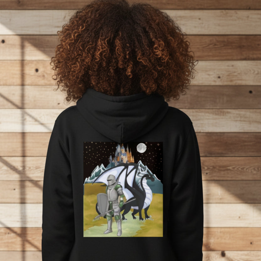 Unisex Medieval Themed Oversize Fleeced Hoodie, Knights and Dragon Fans ODMPOD