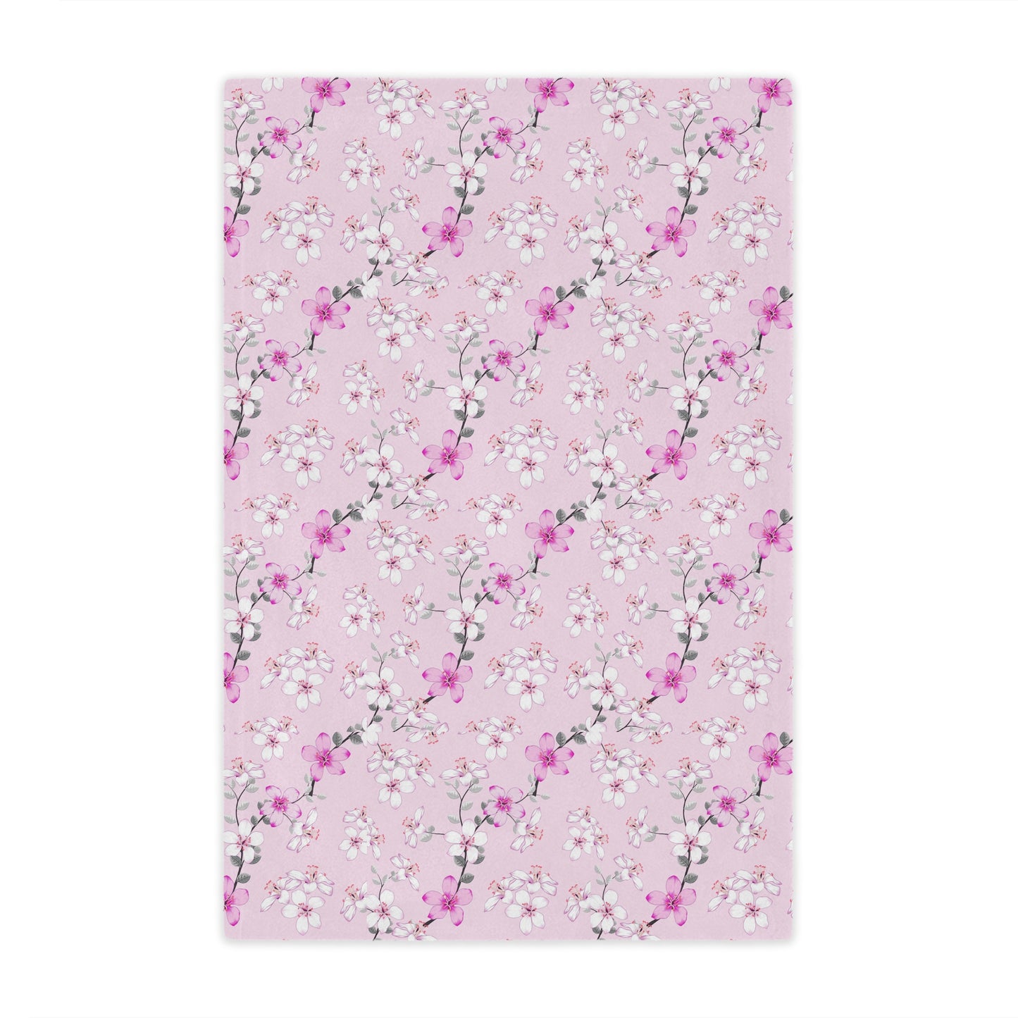 Floral Pink Cherry Blossom Minky Blanket