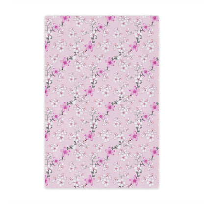 Floral Pink Cherry Blossom Minky Blanket