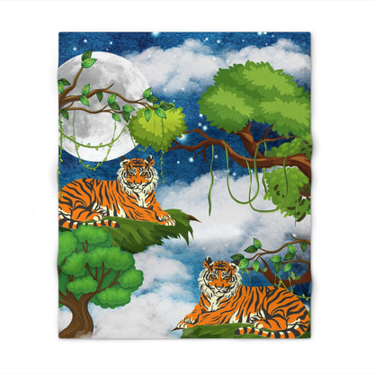 Tiger Jungle Throw Blanket, Cozy Home Decor, Kids Room Blanket, Nature Inspired