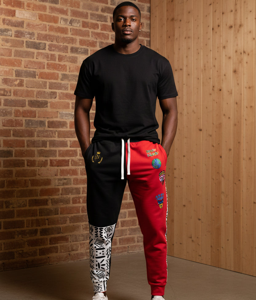 Handcrafted Afro Music Cartoon Art Athletic Joggers, African Dance Art  Print Jogging Pants Printify