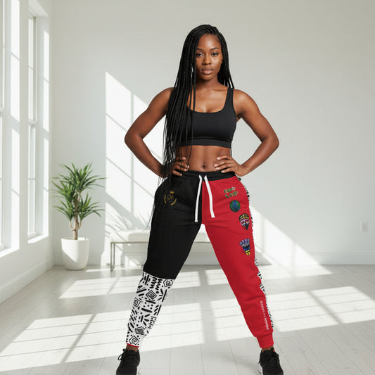 Handcrafted Afro Music Cartoon Art Athletic Joggers, Unisex Sweatpants, African Dance Jogging Pants