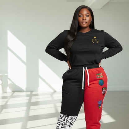 Handcrafted Afro Music Cartoon Art Athletic Joggers, Unisex Sweatpants, African Dance Jogging Pants