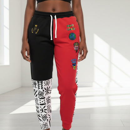 Handcrafted Afro Music Cartoon Art Athletic Joggers, Unisex Sweatpants, African Dance Jogging Pants