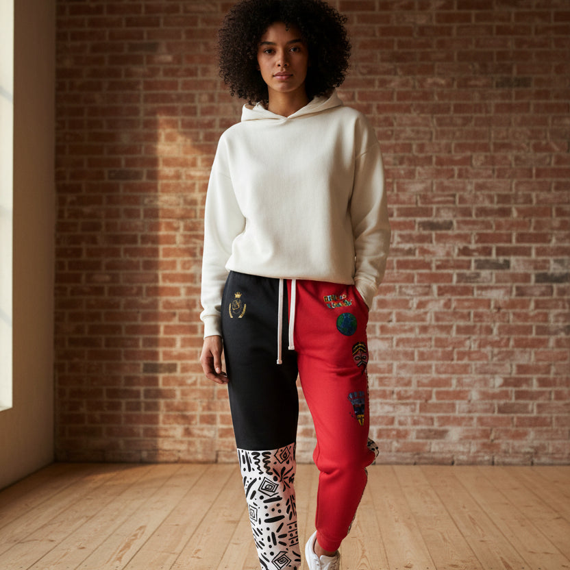 Handcrafted Afro Music Cartoon Art Athletic Joggers, African Dance Art  Print Jogging Pants Printify