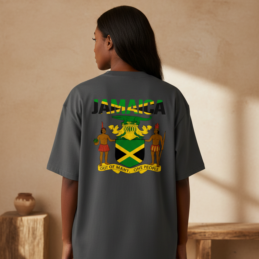 Jamaica Flag Art Themed Graphic Boxy Oversized Unisex T-Shirt