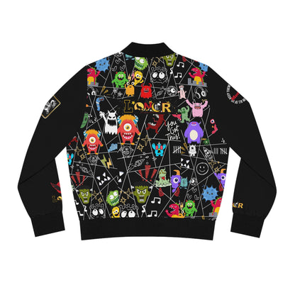 Monster Themed Cartoon Colorful Graphic Women's Jacket, Trendy Outerwear