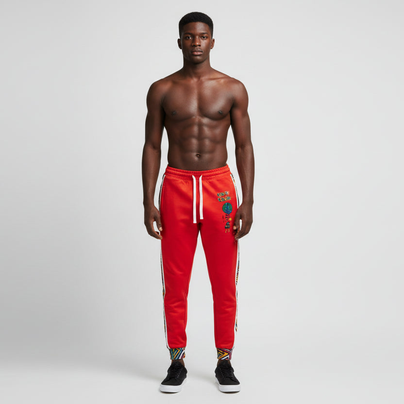 Handcrafted Afro Music Cartoon Art Athletic Joggers, Unisex Sweatpants, African Dance Jogging Pants