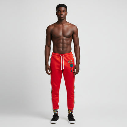 Handcrafted Afro Music Cartoon Art Athletic Joggers, Unisex Sweatpants, African Dance Jogging Pants