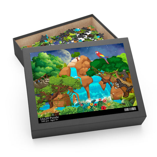 Vibrant Jungle Adventure Puzzle | 120, 252 & 500-Piece Options | Ideal Family Game Night