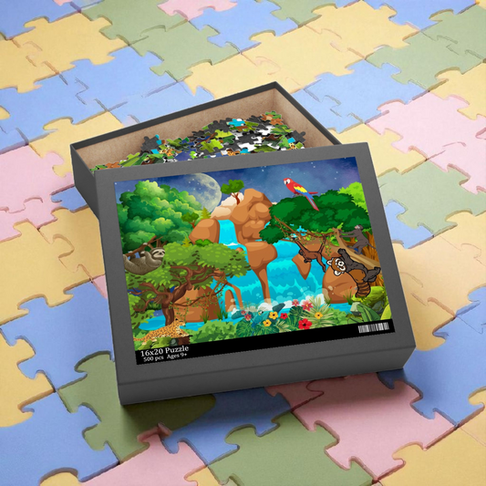 Vibrant Jungle Adventure Puzzle | 120, 252 & 500-Piece Options | Ideal Family Game Night