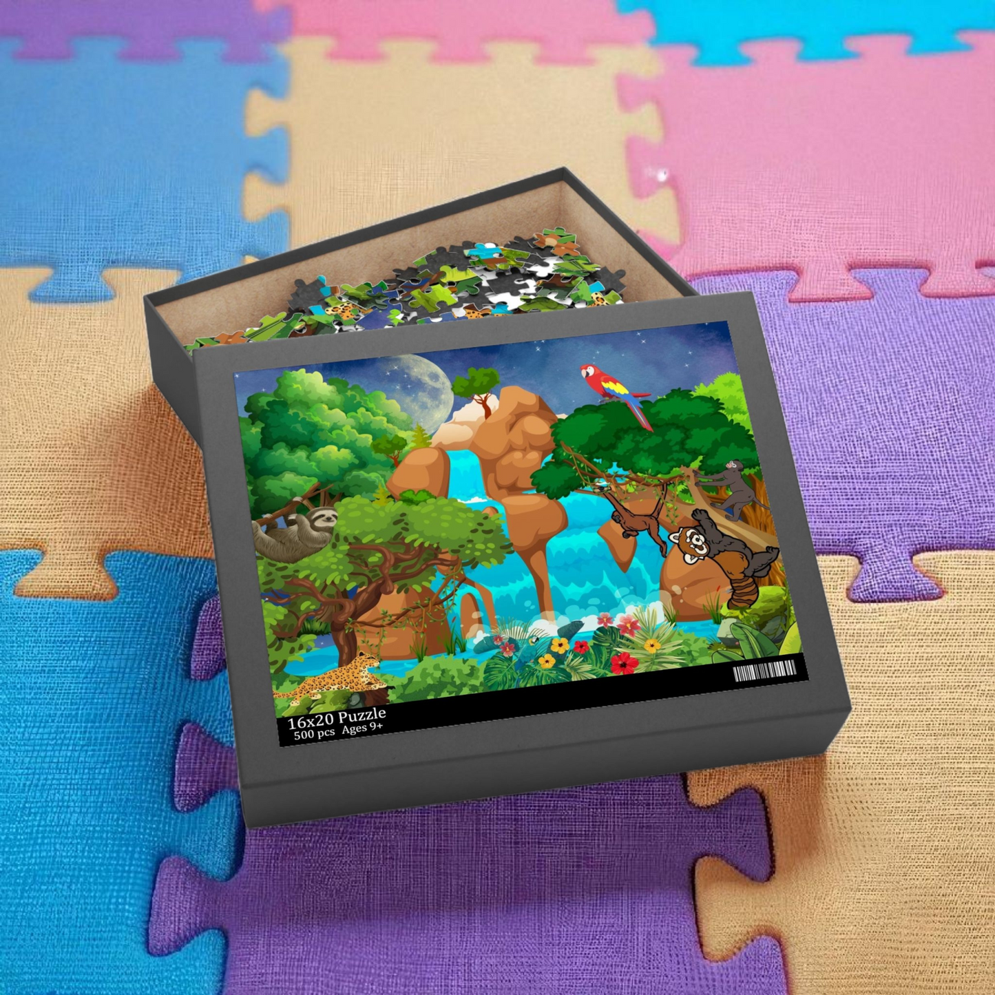 Vibrant Jungle Adventure Puzzle | 120, 252 & 500-Piece Options | Ideal Family Game Night