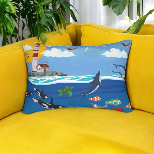 Ocean Adventure Lumbar Pillow - Nautical Marine Decor for Home