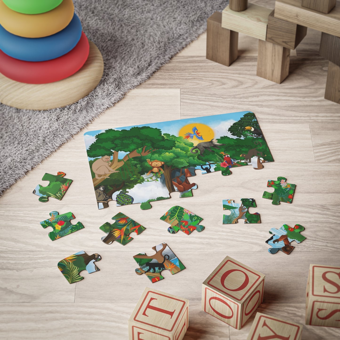 Kids' Puzzle, Jungle Animal Monkey Puzzle, 30-Piece - Fun Educational Toy for Children
