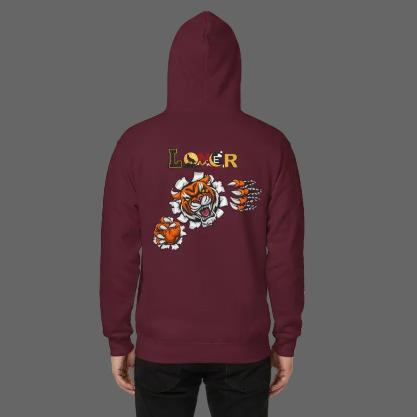 Tiger Graphic Hoodie, Lone Wolf Sweatshirt, Unisex Fleece Pullover, Softstyle, Cozy Animal Print Printify