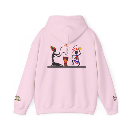 Ethnic Streetwear Pullover Hoodie, Hand-Drawn Tribal Music Art, Urban Fashion