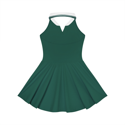 Brazil Flag Themed Women's Collared Halter A-Line Tennis Dress