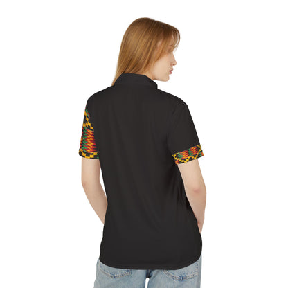 Kente Pattern Polo Shirt – African Print Half-Panel Polo