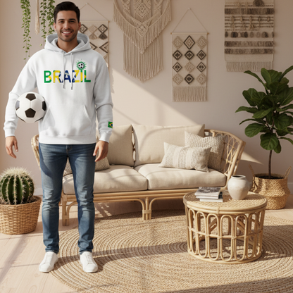 Brazil Flag Themed Graphic Unisex  Oversize Fleeced Hoodie