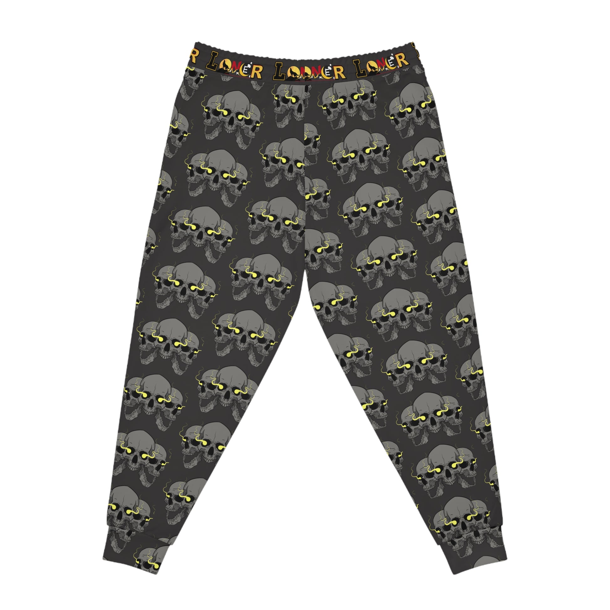 Gothic Skull Print Athletic Joggers, Trendy Loungewear, Gothic Sportswear Printify