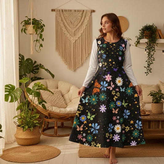 Celestial Floral Long Sleeve Dance Dress - Perfect for Parties, Events, Spring Celebrations
