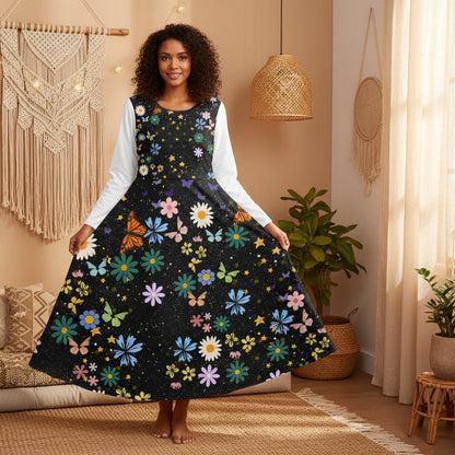 Celestial Floral Long Sleeve Dance Dress - Perfect for Parties, Events, Spring Celebrations