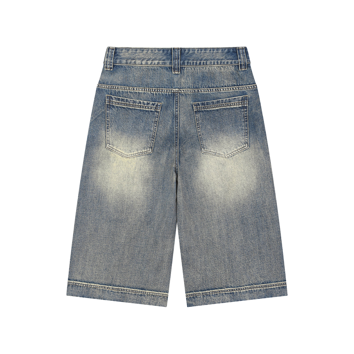 Unisex Vintage Wash Baggy Denim Shorts Featuring Tiger Graphic Art ODMPOD