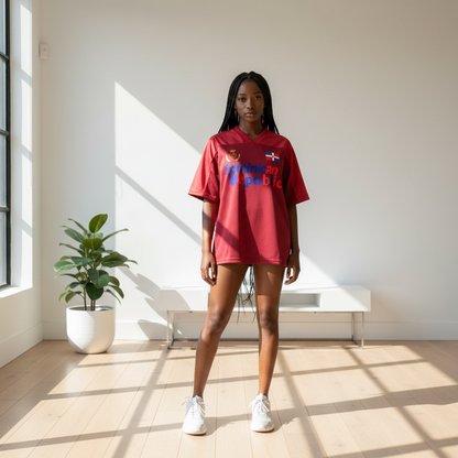 Dominican Republic Oversized Mesh V-Neck Soccer Jersey