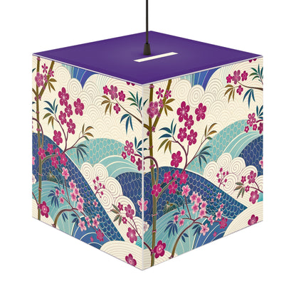 Japanese Floral Wave Light Cube Lamp — Cherry Blossom Ambient Night Light